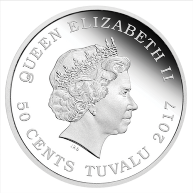 Tuvalu 2017 50c Polar Babies Polar Bear 1/2oz Silver Coloured Proof Coin