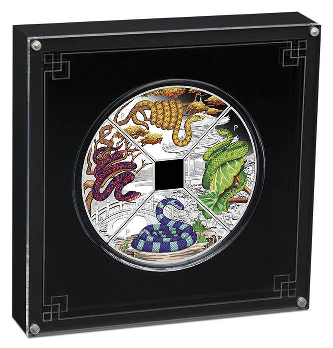 Tuvalu 2025 $1 Lunar Year of The Snake 1oz Silver Coloured Proof 4 Coin Quadrant Set