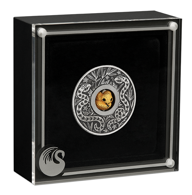 Tuvalu 2025 $1 Lunar Year of The Snake Rotating Charm 1oz Silver Antiqued Coin