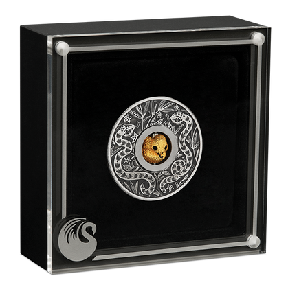 Tuvalu 2025 $1 Lunar Year of The Snake Rotating Charm 1oz Silver Antiqued Coin