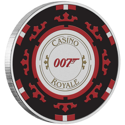 Tuvalu 2023 $1 James Bond 007 Casino Royale Chip 1oz Silver Coloured Uncirculated Coin