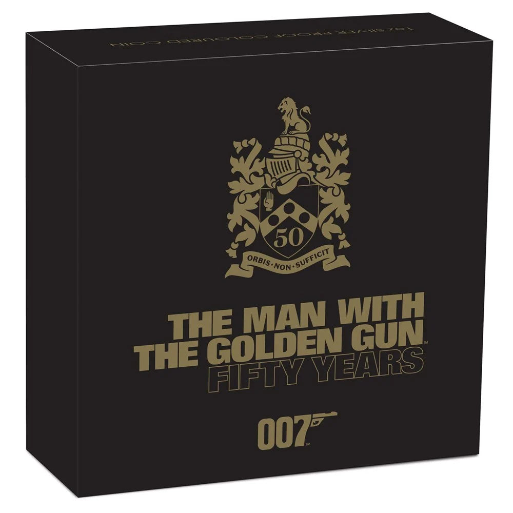 Tuvalu 2024 $1 James Bond 007 The Man With The Golden Gun 50th Anniversary 1oz Silver Coloured Proof Coin