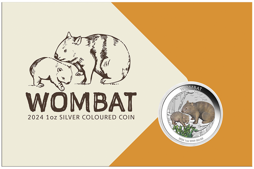 2024 $1 Australian Wombat 1oz Silver Coloured Uncirculated Coin