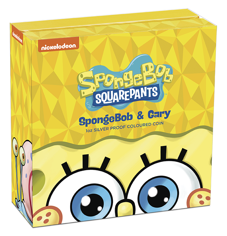 Tuvalu 2024 $1 SpongeBob Squarepants and Gary 1oz Silver Coloured Proof Coin
