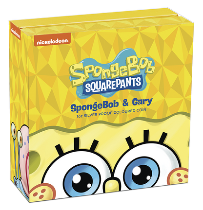 Tuvalu 2024 $1 SpongeBob Squarepants and Gary 1oz Silver Coloured Proof Coin