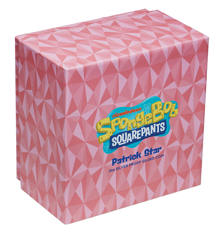 Tuvalu 2025 $2 Spongebob Squarepants Patrick Selectively Pink Gold Plated 2oz Silver Proof Coin