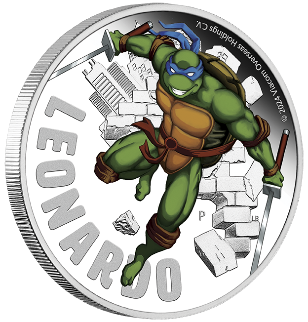 Tuvalu 2024 $1 Teenage Mutant Ninja Turtles Leonardo 1oz Silver Coloured Proof Coin
