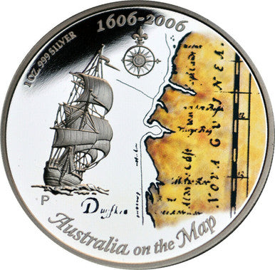 2006 $1 Australia On The Map Duyfken 1oz Silver Coloured Proof Coin