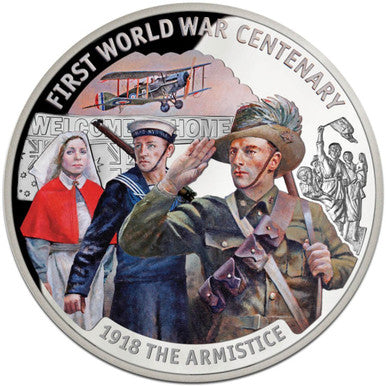 Solomon Islands 2018 $10 First World War Centenary The Armistice Silver Coloured Proof Coin