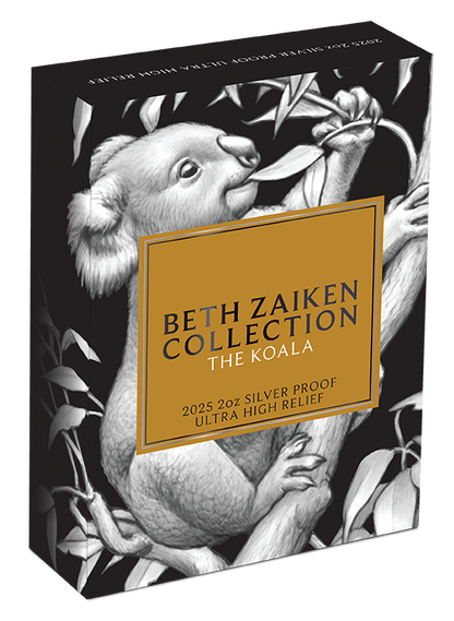 2025 $2 Beth Zaiken Collection The Koala 2oz Silver High Relief Proof Coin