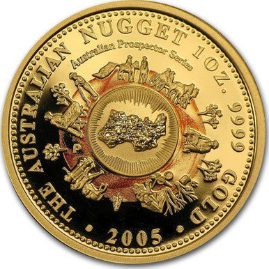 2005 $100 The Australian Nugget 20th Anniversary Edition 1oz Gold Proof Coin