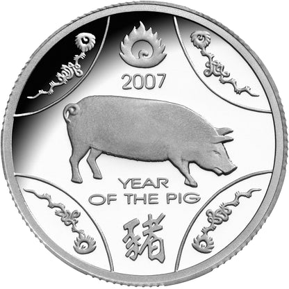 2007 $1 Year of The Pig Silver Proof Coin