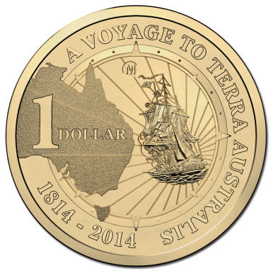 2014 $1 A Voyage To Terra Australis 'M' Counterstamp Uncirculated Coin