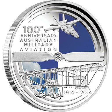 2014 $1 100th Anniversary Australian Military Aviation 1oz Silver Coloured Proof Coin