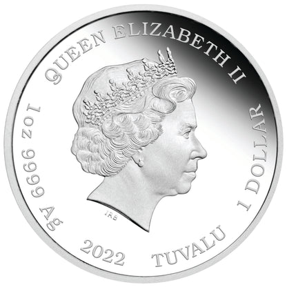 Tuvalu 2022 $1 The Simpsons KrustyLu Studios 1oz Silver Coloured Proof Coin