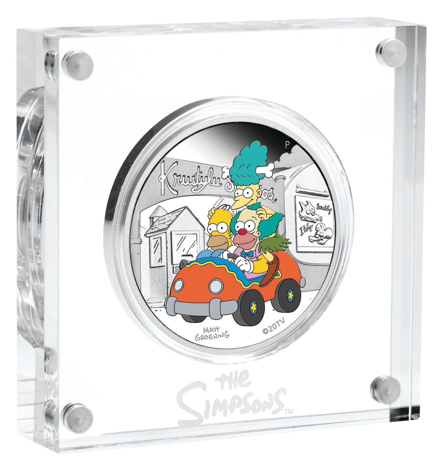 Tuvalu 2022 $1 The Simpsons KrustyLu Studios 1oz Silver Coloured Proof Coin