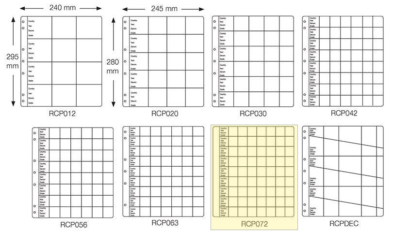 VST Coin Album Refill Pages 72 Pocket 10 Pack