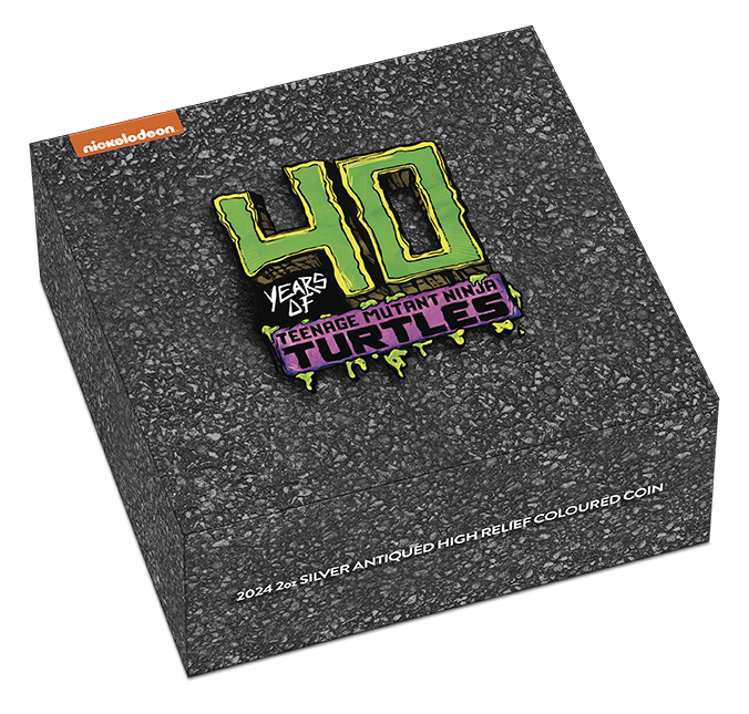 Tuvalu 2024 $2 Teenage Mutant Ninja Turtles 40th Anniversary 2oz Silver Coloured Antiqued Coin