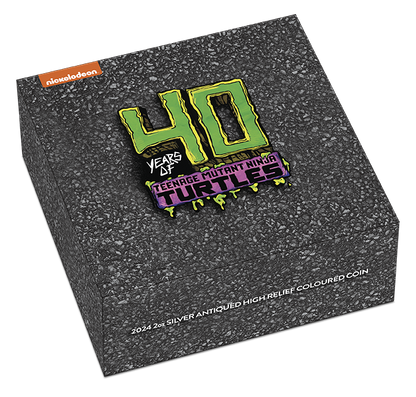 Tuvalu 2024 $2 Teenage Mutant Ninja Turtles 40th Anniversary 2oz Silver Coloured Antiqued Coin