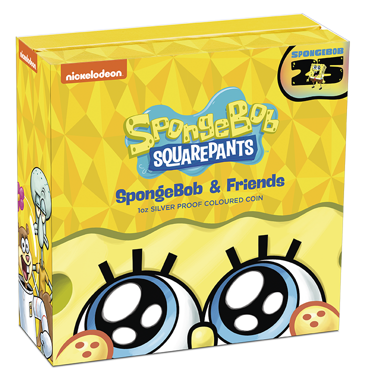 Tuvalu 2024 $1 25 Years of Spongebob Squarepants and Friends 1oz Silver Coloured Proof Coin