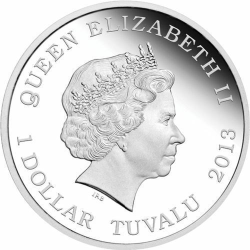 Tuvalu 2013 $1 Dragons of Legends European Green Dragon 1oz Silver Coloured Proof Coin