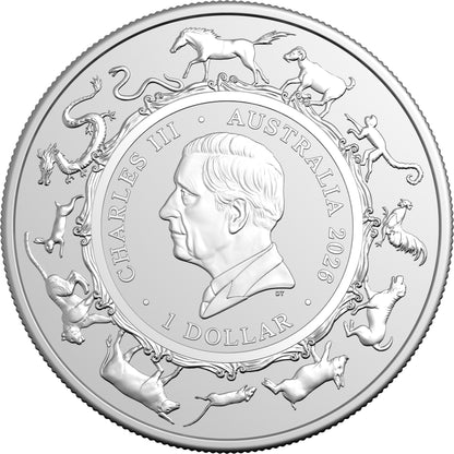 2026 $1 Year of The Horse 1oz Silver BU Coin