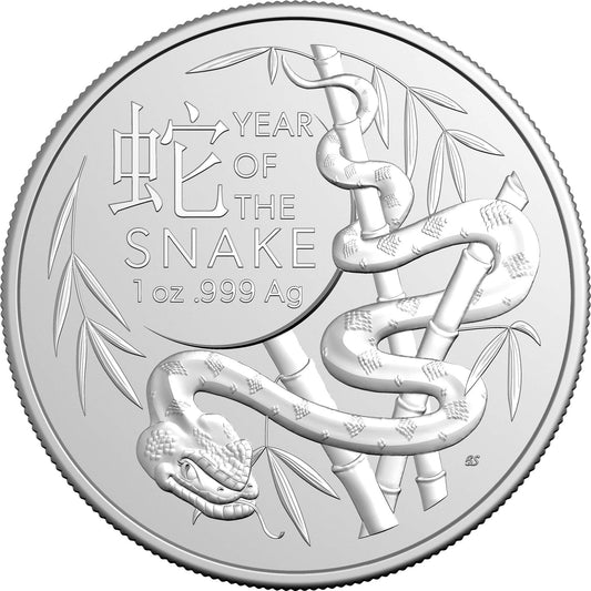 2025 $1 Year of The Snake 1oz Silver BU Coin