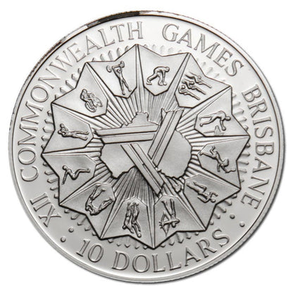 1982 $10 XII Commonwealth Games Brisbane Silver Proof Coin