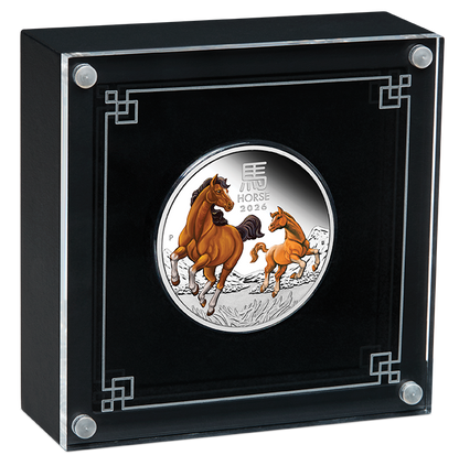 2026 $1 Lunar Year of The Horse 1oz Silver Coloured Proof Coin