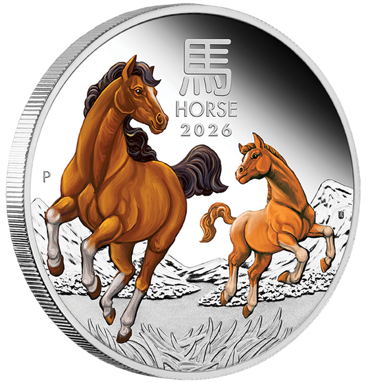 2026 $1 Lunar Year of The Horse 1oz Silver Coloured Proof Coin