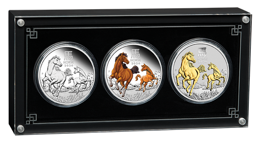 2026 $1 Lunar Year of The Horse 1oz Silver Proof 3 Coin Set
