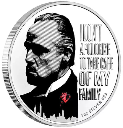 Niue 2022 $2 The Godfather 50th Anniversary I Don't Apologise 1oz Silver Coloured Coin