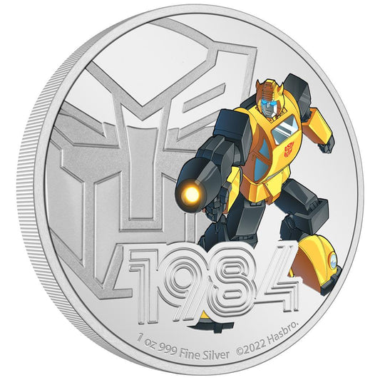 Niue 2022 $2 Transformers 1984 Bumblebee 1oz Silver Coloured Proof Coin