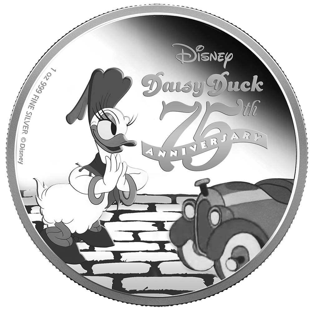 Niue 2015 $2 Disney Daisy Duck 75th Anniversary 1oz Silver Proof Coin