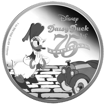 Niue 2015 $2 Disney Daisy Duck 75th Anniversary 1oz Silver Proof Coin