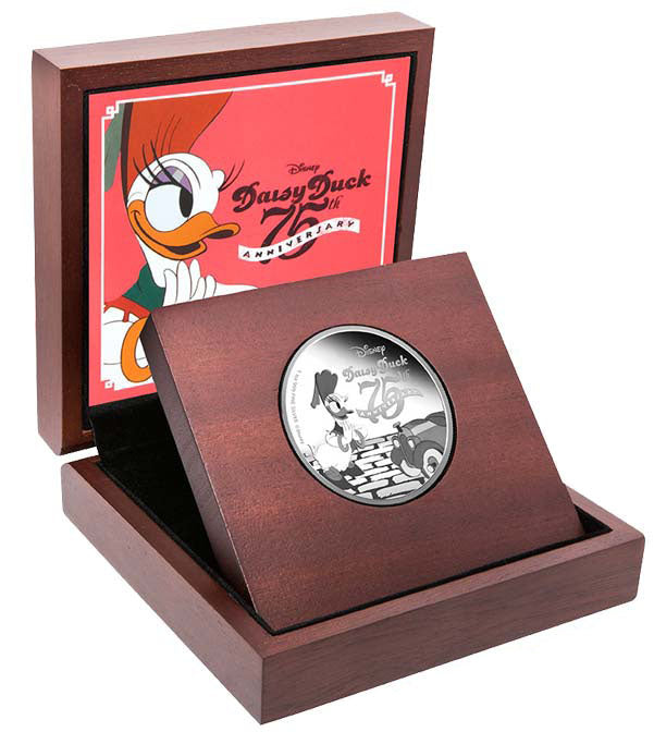 Niue 2015 $2 Disney Daisy Duck 75th Anniversary 1oz Silver Proof Coin