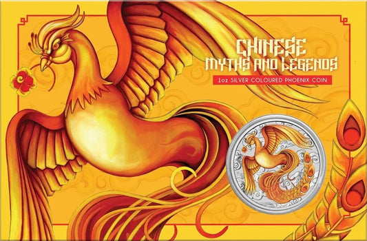 2022 $1 Chinese Myths and Legends Phoenix 1oz Silver Fiery Coloured Coin