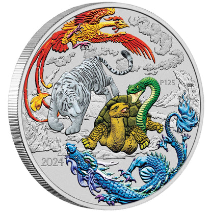 2024 $1 Chinese Myths and Legends Four Guardians Hong 1oz Silver Coloured Coin
