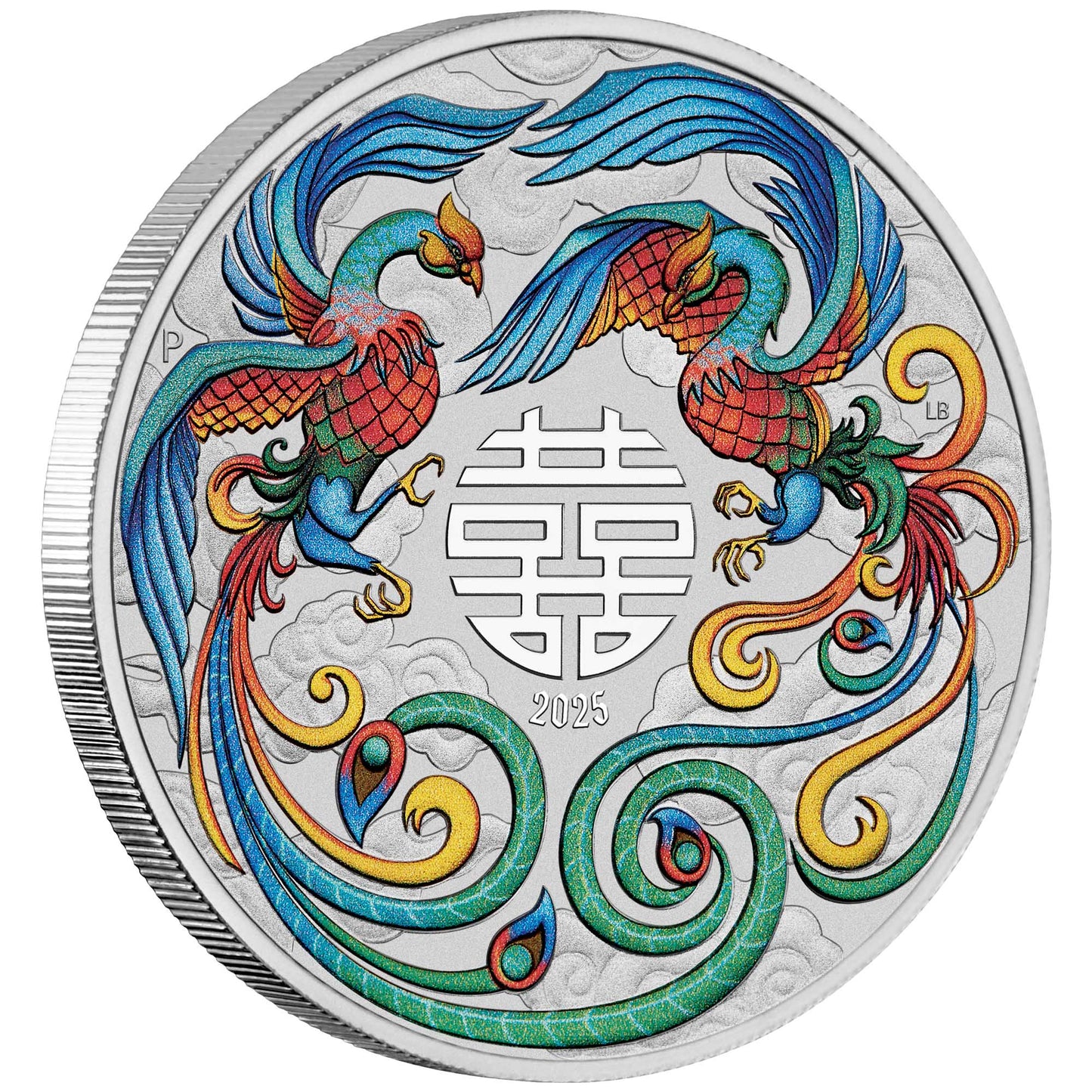 2025 $1 Chinese Myths and Legends Double Phoenix 1oz Silver Vivid Coloured Coin