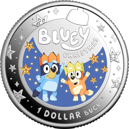 2025 $1 Bluey Christmas Silver Coloured Proof Coin