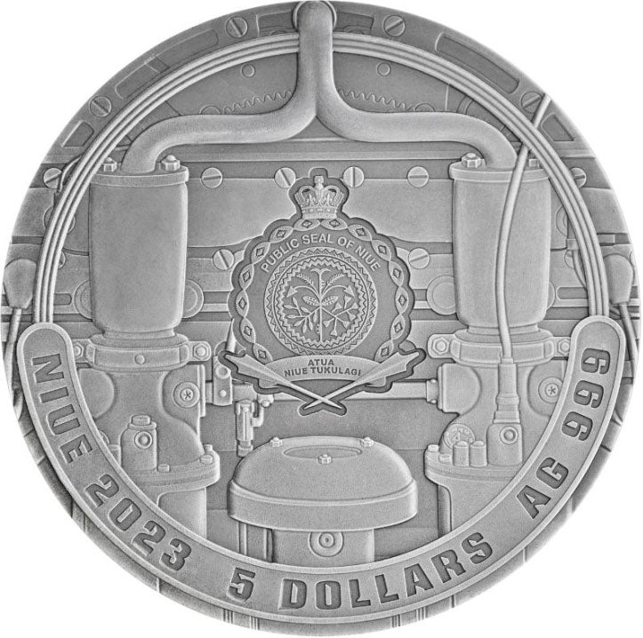 Niue 2023 $5 The Punk Universe Dieselpunk 2oz Silver Coloured Antiqued Coin