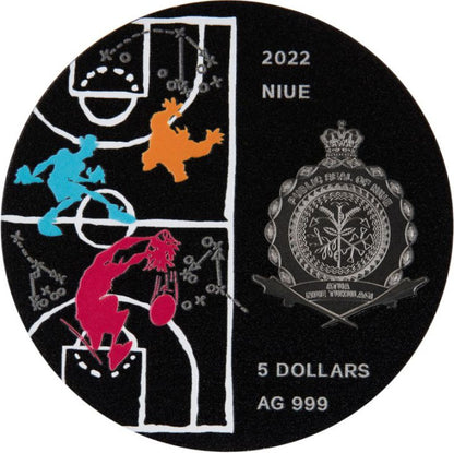 Niue 2022 $5 Space Jam 2oz Silver Coloured Antiqued Coin