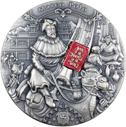 Niue 2022 $5 Famous Explorers Marco Polo 2oz Silver Coloured Antiqued Coin