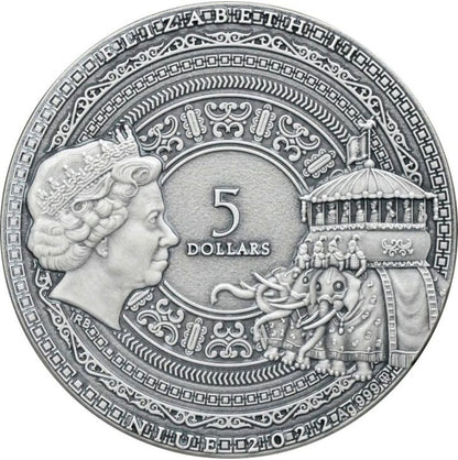 Niue 2022 $5 Famous Explorers Marco Polo 2oz Silver Coloured Antiqued Coin