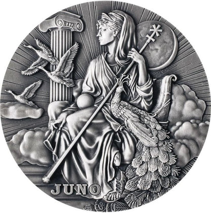 Niue 2022 $2 Roman Gods Juno 2oz Silver Antiqued Coin