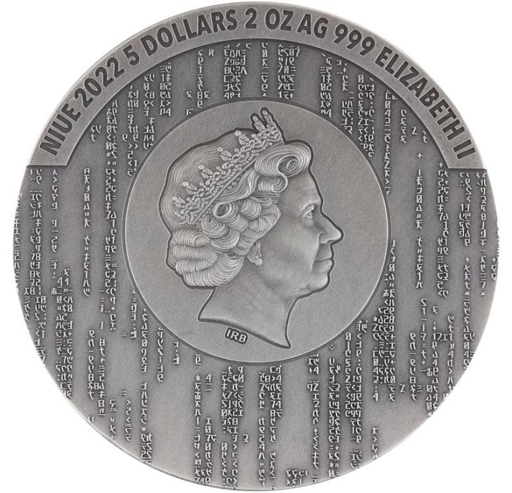 Niue 2022 $5 The Matrix 2oz Silver Coloured Antiqued Coin