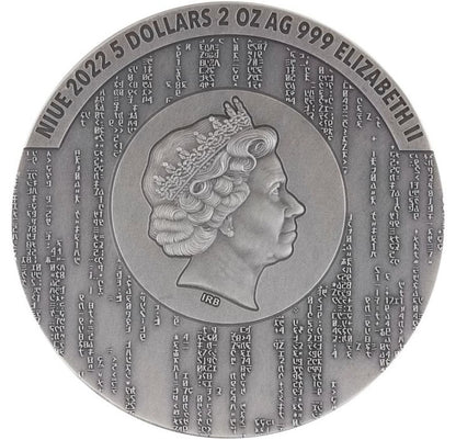 Niue 2022 $5 The Matrix 2oz Silver Coloured Antiqued Coin