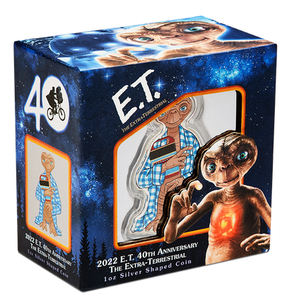 Niue 2022 $2 E.T. 40th Anniversary The Extra-Terrestrial Shaped 1oz Silver Coloured Coin