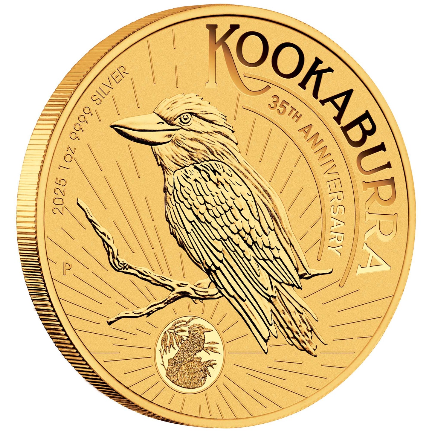 2025 $1 ANDA Sydney Australian Kookaburra 35th Anniversary 'Perched Kookaburra' Privy Mark 1oz Silver Gold Plated Coin