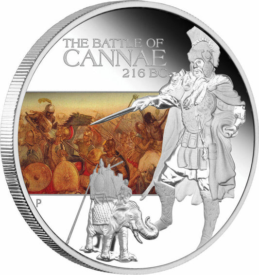 Tuvalu 2009 $1 Famous Battles In History Cannae 1oz Silver Coloured Proof Coin